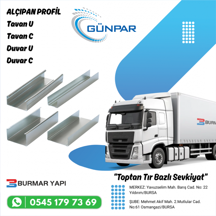 Balıkesir Alçıpan Tavan C Profil Balıkesir Alçıpan Tavan C Profil